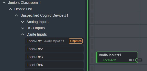 Unpatch Audio Input Source Unpatch Audio Input Source