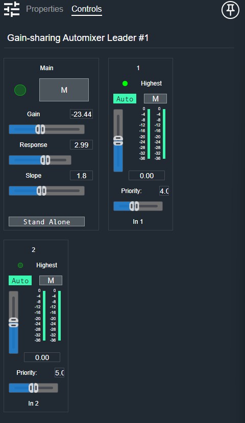 Gain Sharing Automixer Controls