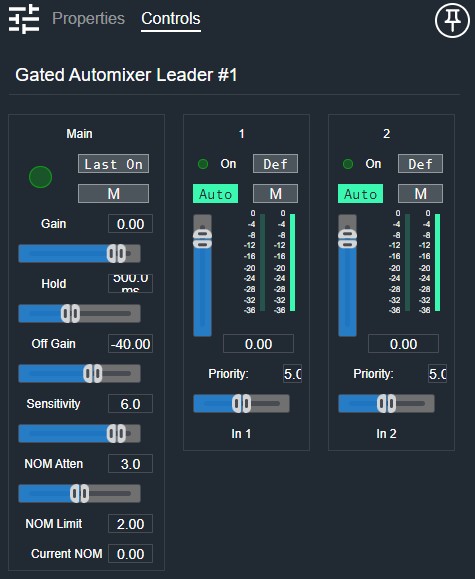 Gated Automixer Leader Controls