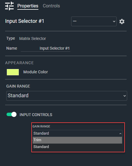 Input Selector Properties