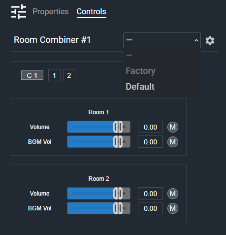 Room Combiner Controls