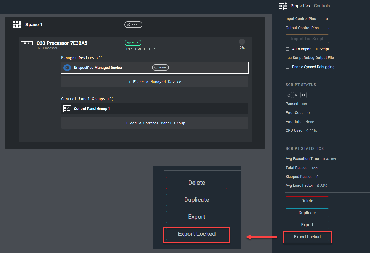 Export Locked Button