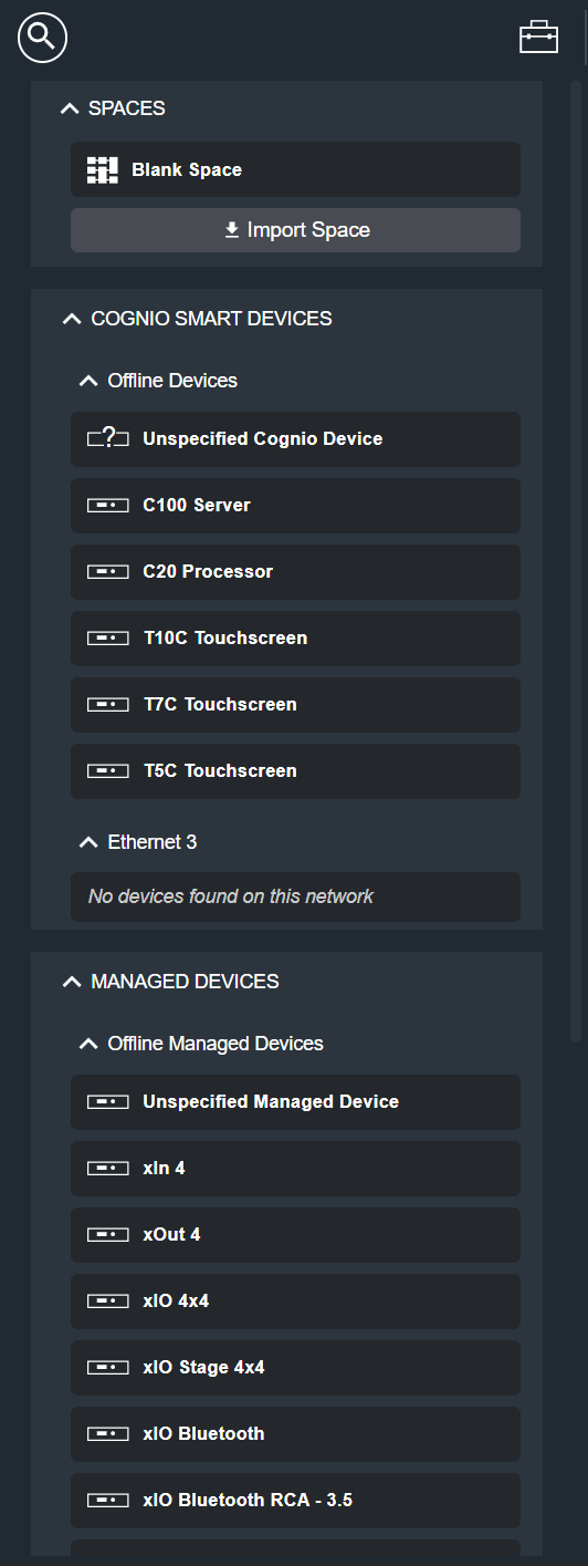 Site View Toolkit scrolled down, showing the Managed Devices and Control Panel Groups sections