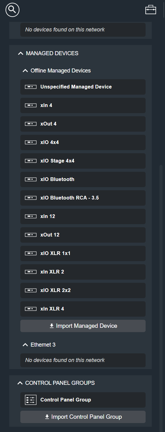 Site View Toolkit, showing the Spaces, Cognio Smart Devices, and Managed Devices sections