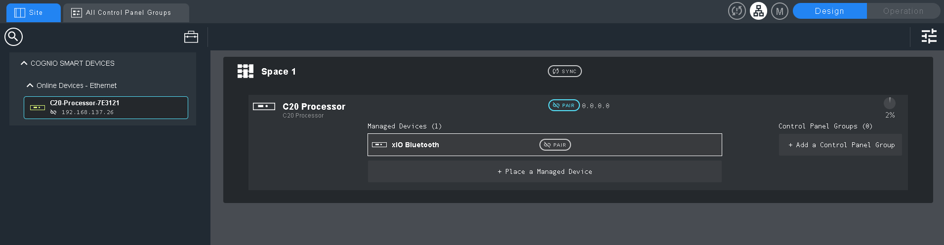 A Site showing how to pair a C20 to the actual hardware on the network