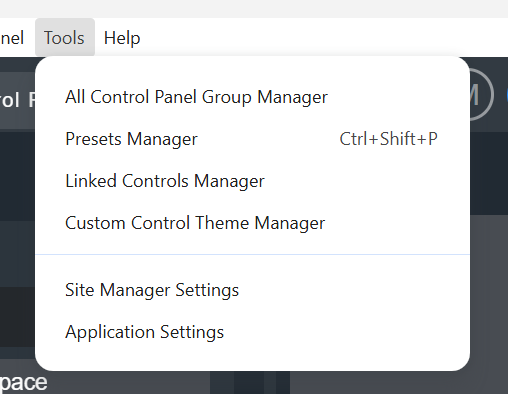 Tools Menu